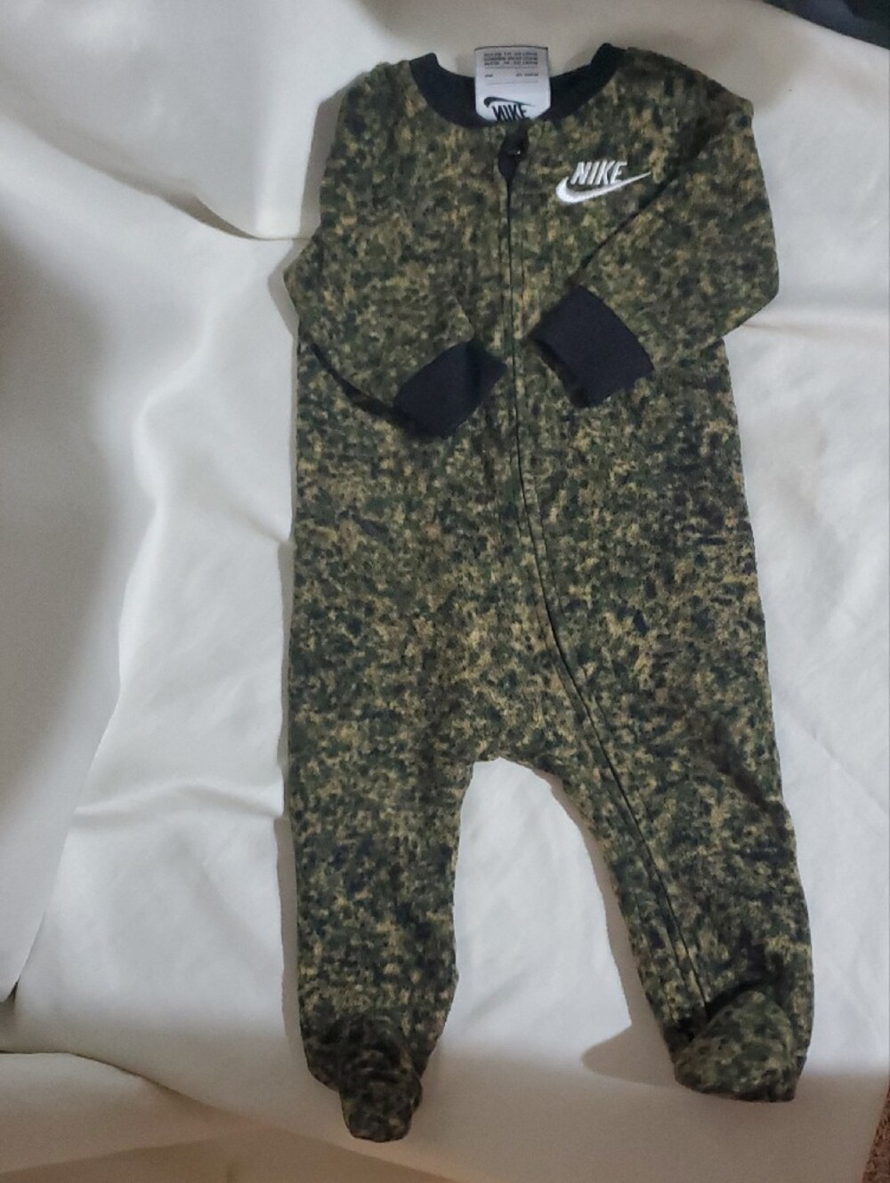 Nike Olive Green Camo Kids' Footed One-Piece Fleece